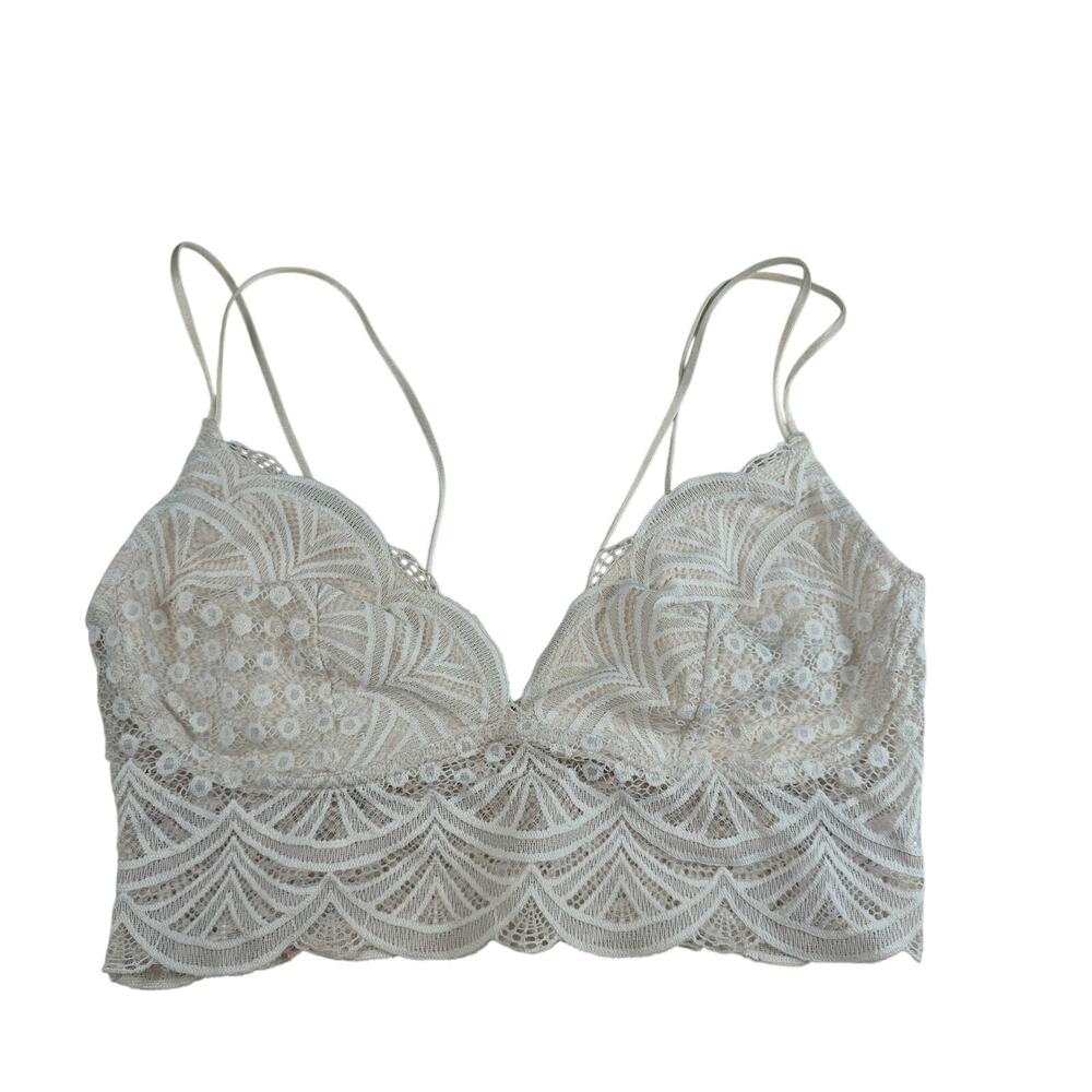 Auden Lace Longline Bralette Women S Cream Scalloped Lace Boho Coquette Lingerie
